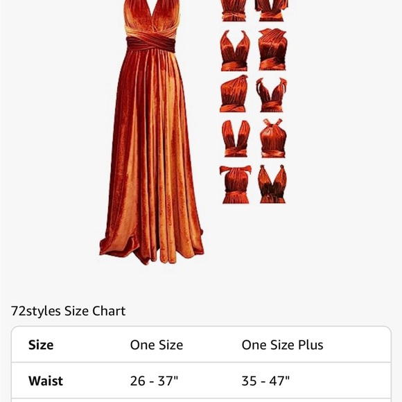 Burnt orange velvet wrap infinity dress bridesmaid - Picture 5 of 7